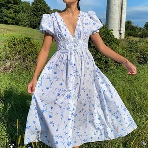 NWOT Hill House Sabrina Dress - Blue floral - size large